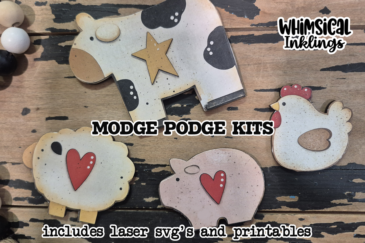 Farm Critters Laser SVG Magnet Set and Printables for Modge Podge| Laser SVG