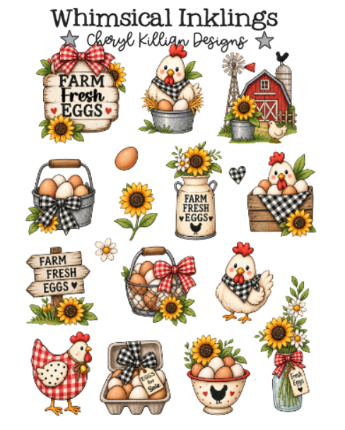 Farm Fresh Eggs Sticker Pack| Chicken Stickers