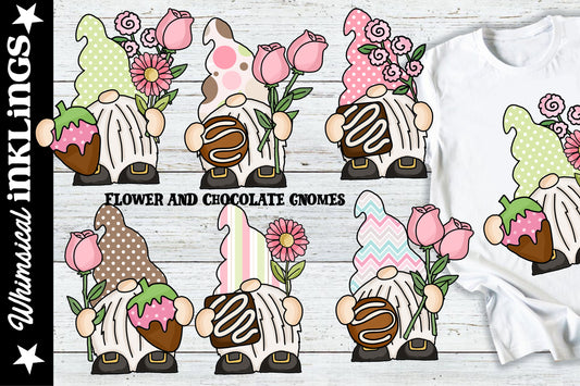 Flower And Chocolate Gnomes Sublimation Clipart
