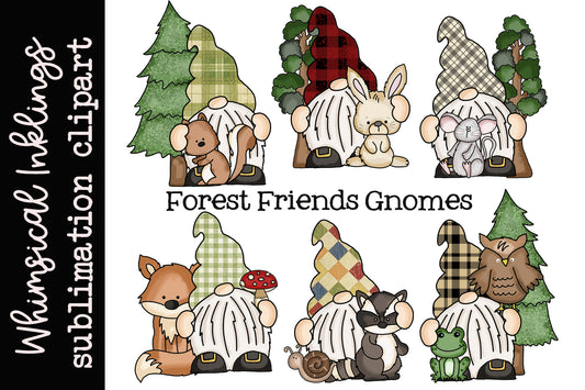 Forest friends Gnomes Sublimation Clipart