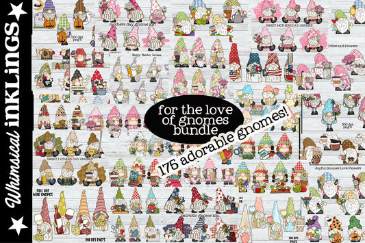 For The Love Of Gnomes Clipart Bundle| Gnome Sublimation Bundle| Gnome Designs