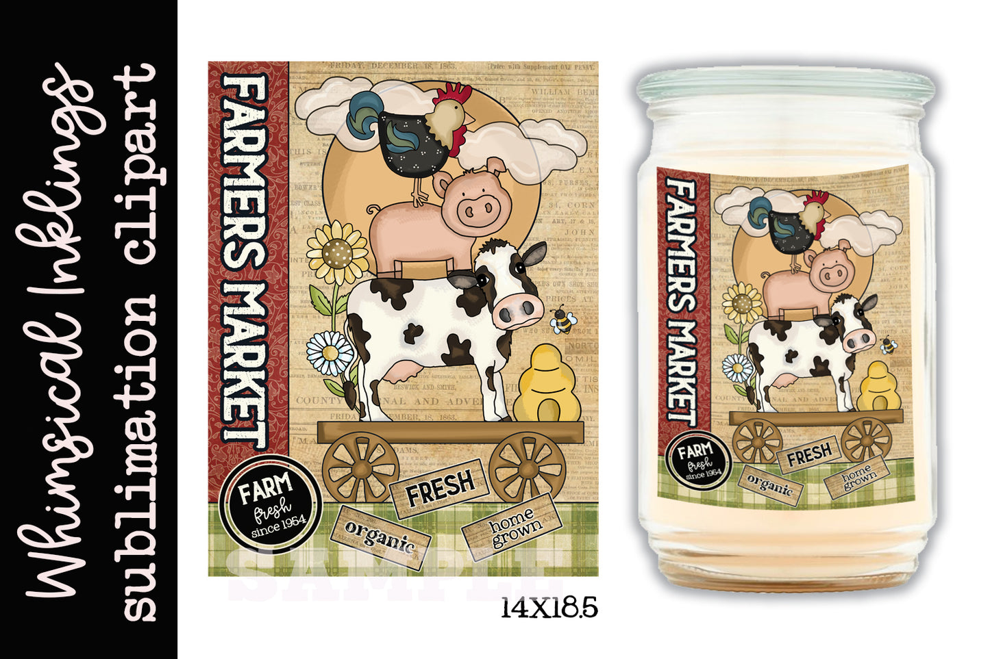 Fresh organic Farmers Market Sublimation| Farm Animals