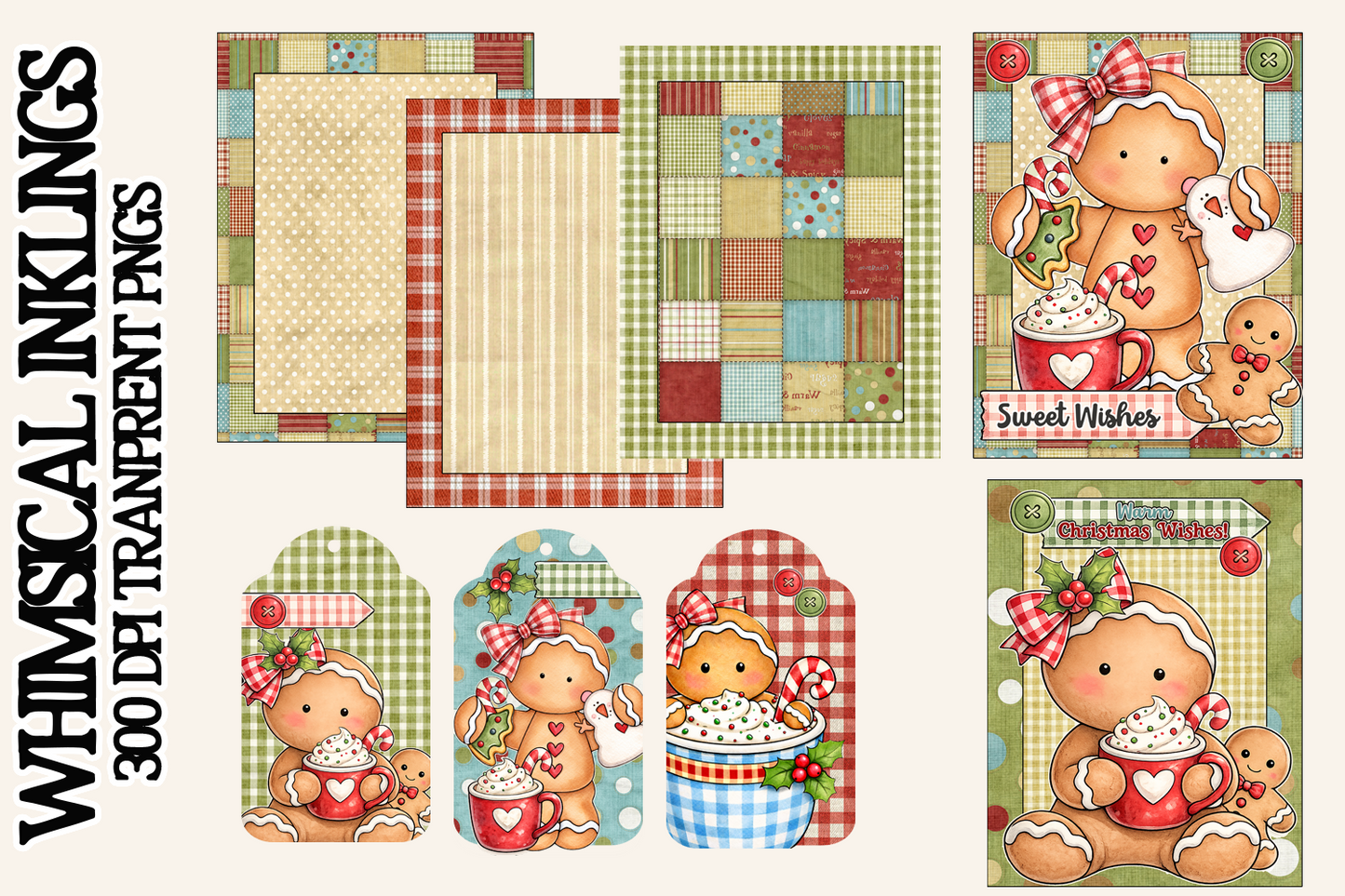 Gingerbread Sweeties Clipart and printables| Gingerbread DTF| Gingerbread Sublimation