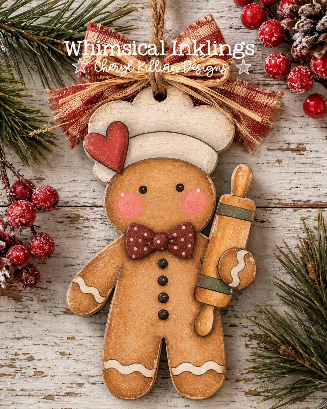 Gingerbread Baker Ornament Laser SVHG| Christmas SVG
