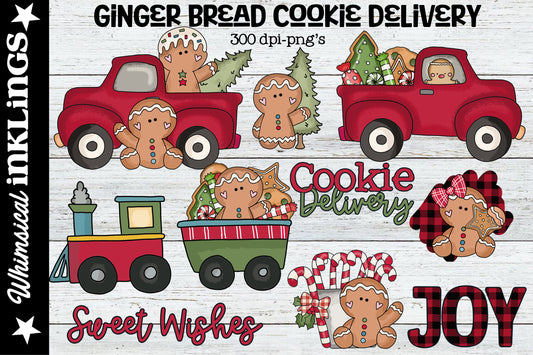 Gingerbread Cookie Delivery Sublimation Clipart| Christmas Sublimation