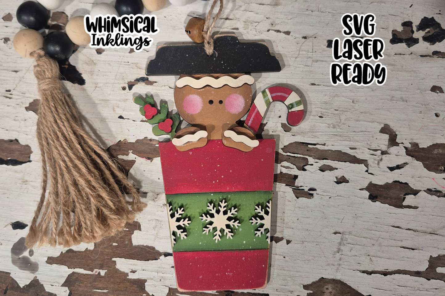 Gingerbread Latte Ornament Laser SVG