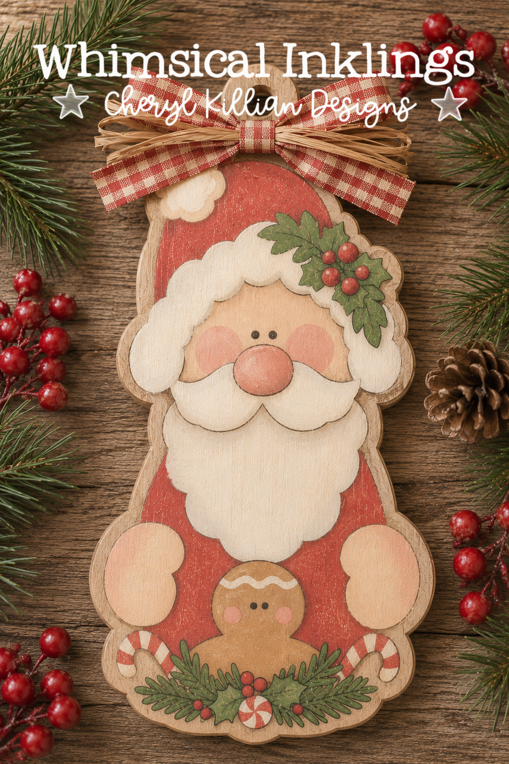 Gingerbread Santa Claus Ornament Laser SVG