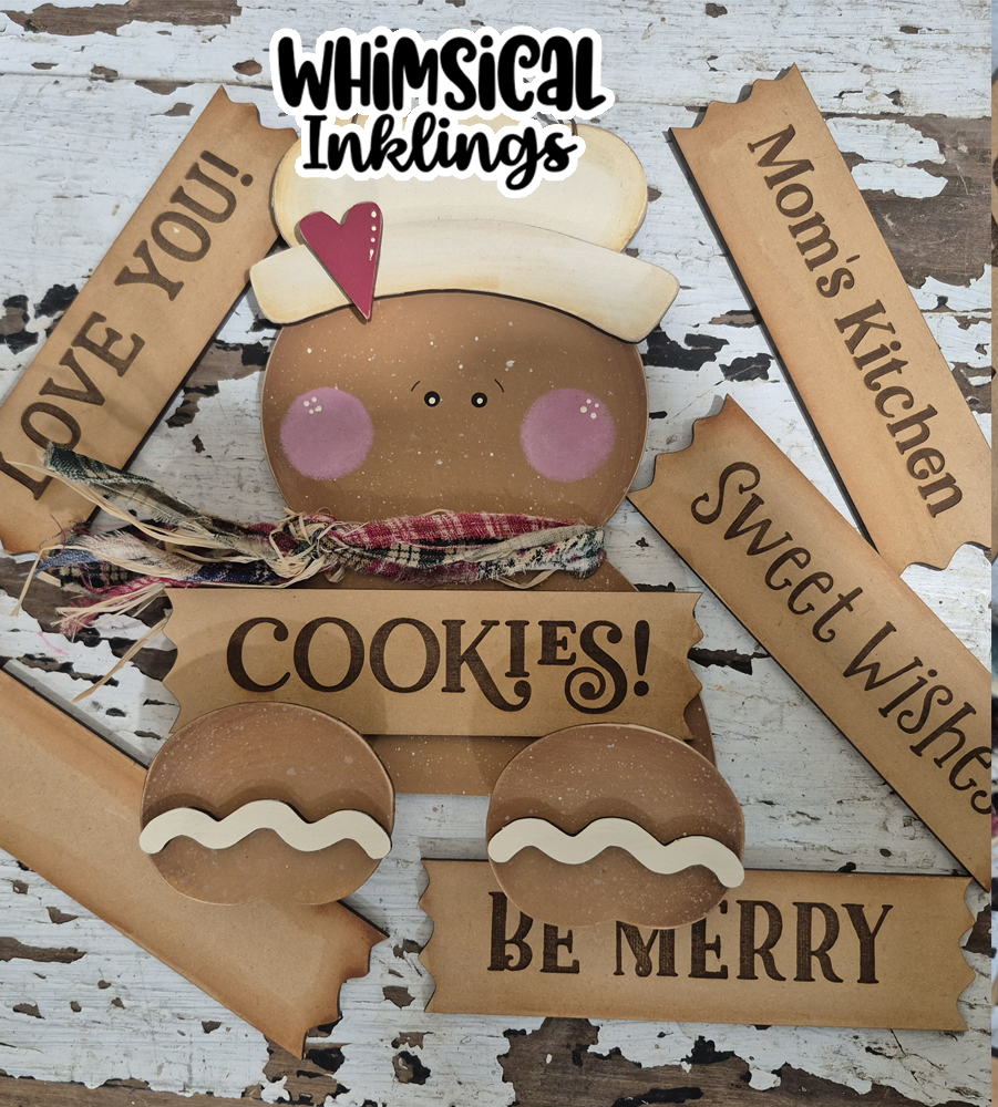 Gingerbread Sign Holder Laser SVG