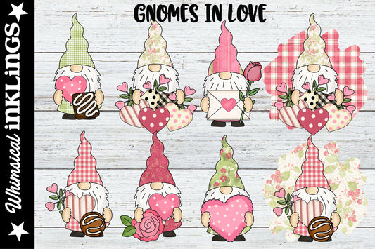 Gnomes In Love Sublimation Clipart| Valentines Day