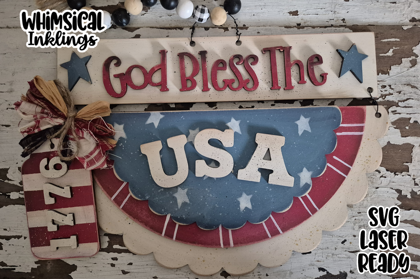 God Bless The USA Sign Laser SVG| Patriotic SVG