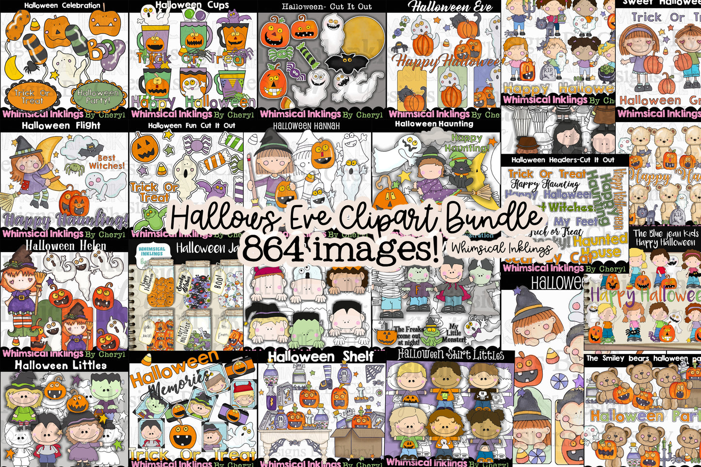Hallows Eve HUGE Sublimation Bundle | Halloween Clipart Bundle| Halloween Designs