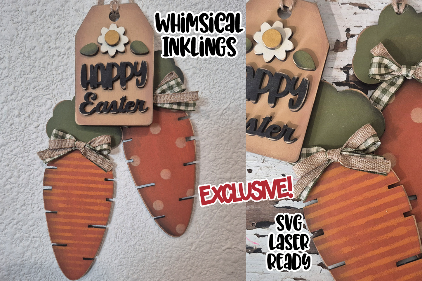 Happy Easter Prim Carrots Laser SVG| Easter Laser SVG