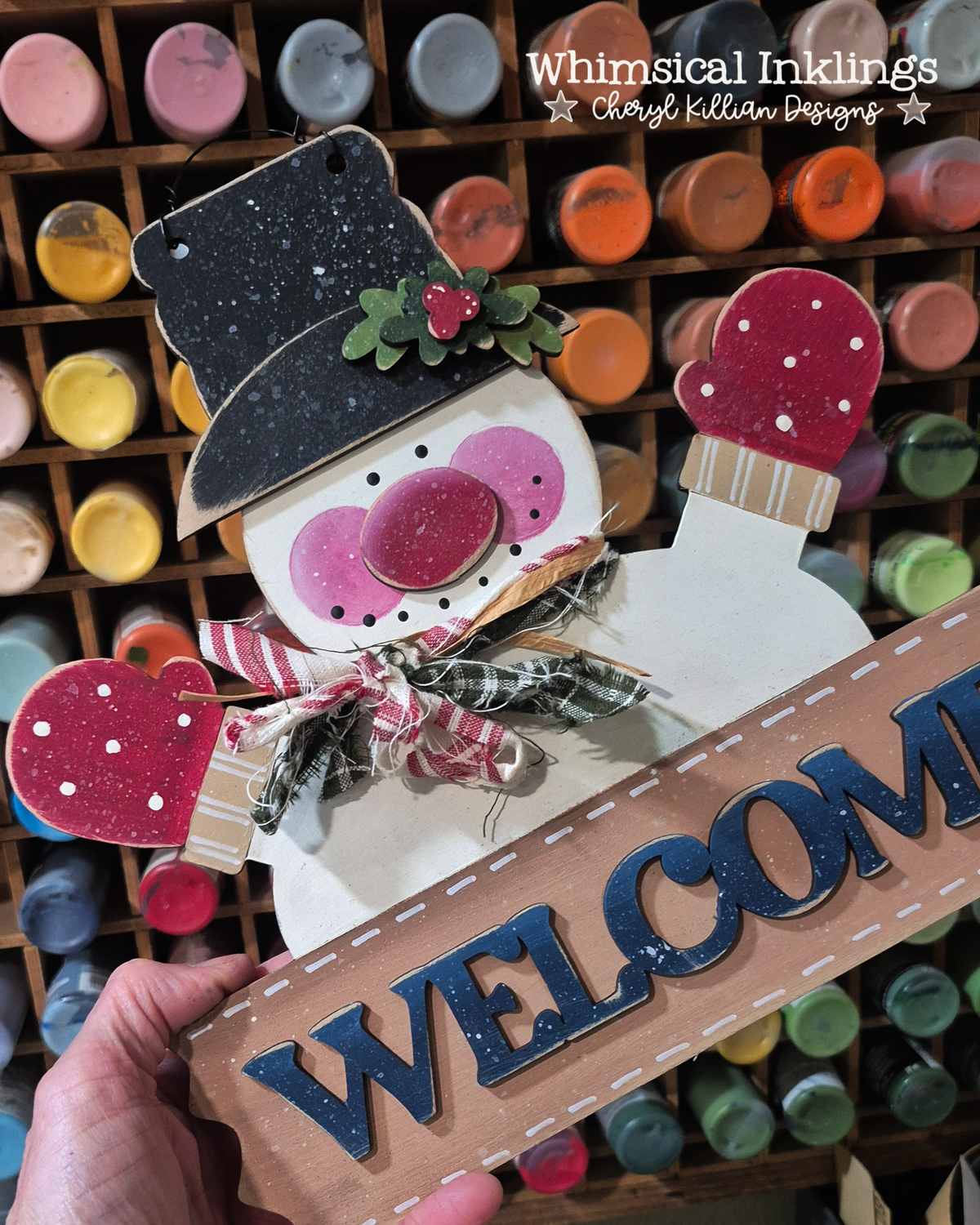 Happy Snowman Welcome Sign Laser SVG