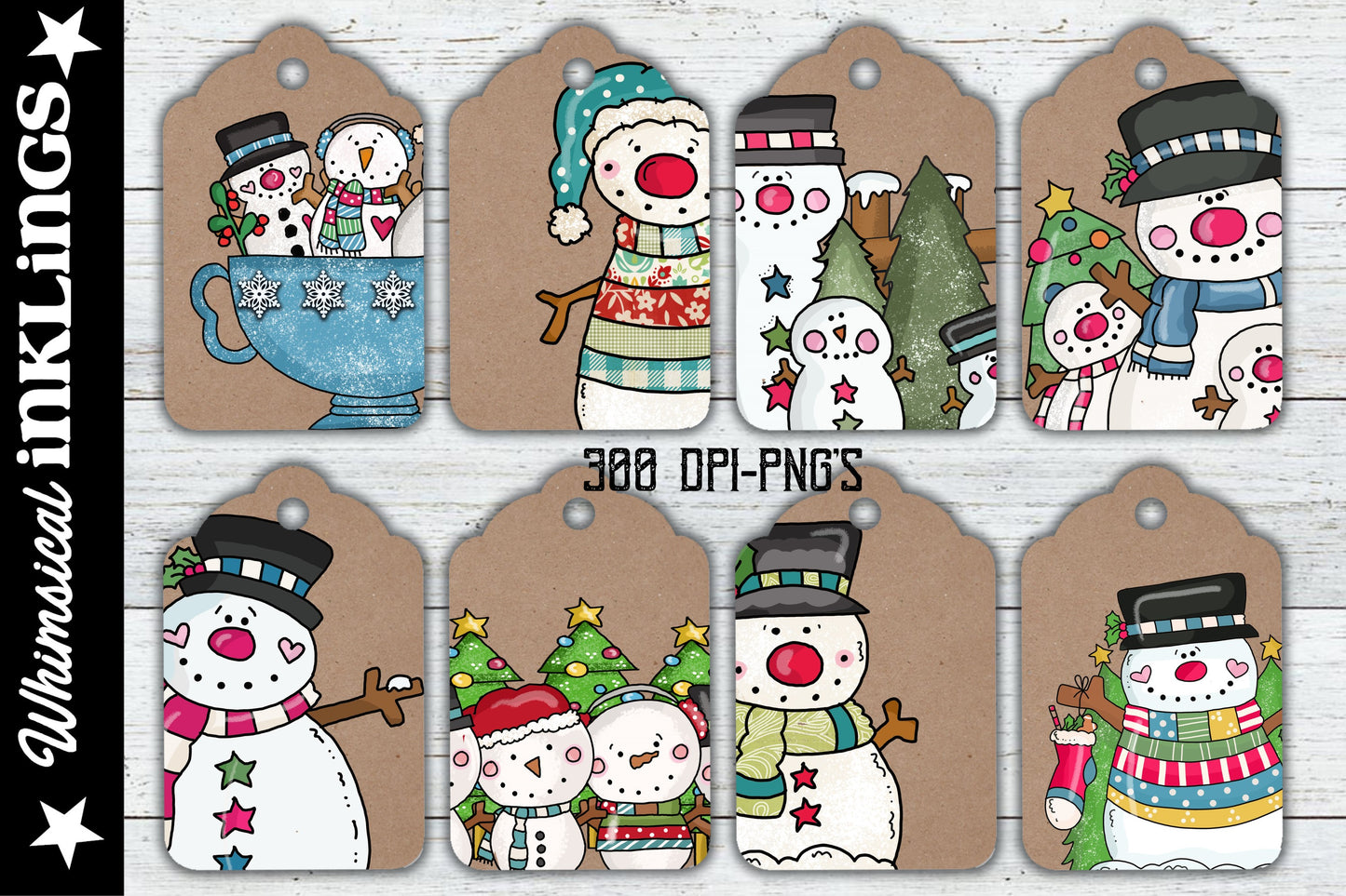 Happy Winter Snowman Tags