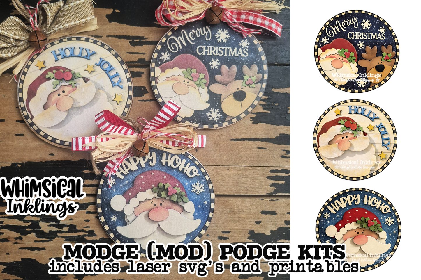 Happy HoHo Ornament SVG and Printables for Modge Podge |Laser SVG