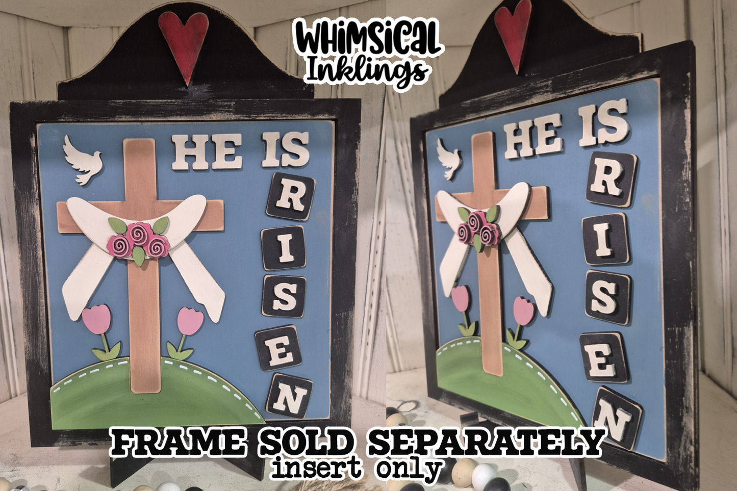 He Is Risen Sign Insert for Interchangeable Frame Laser SVG