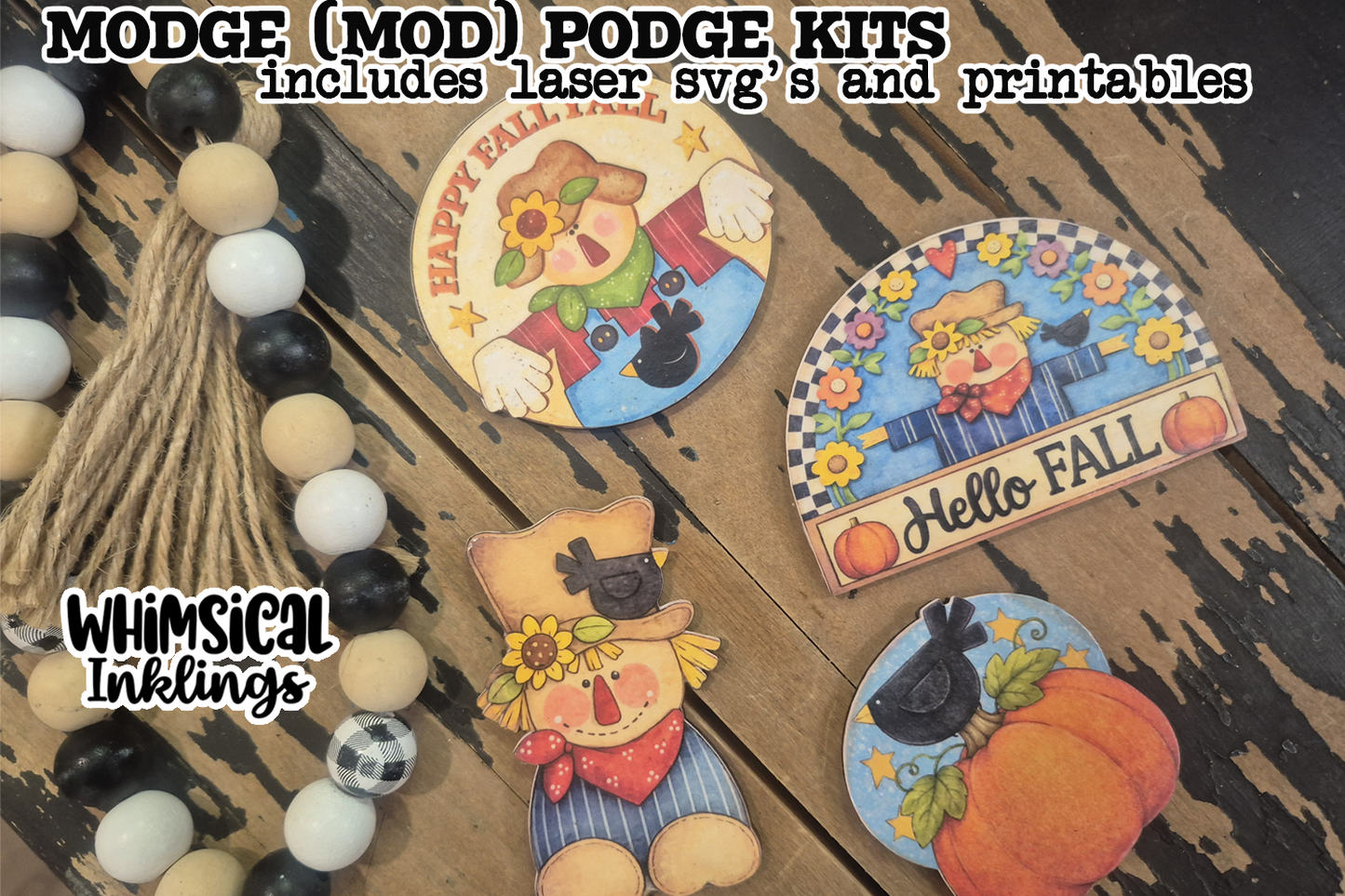 Hello Fall Magnet SVG Set and matching Modge Podge Printables| Laser SVG
