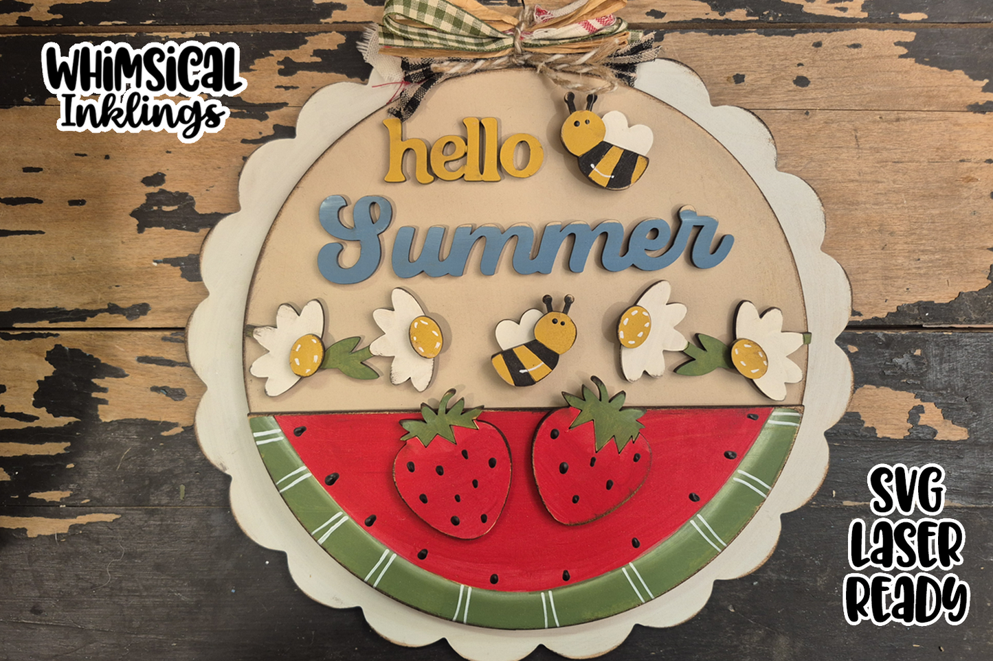 Hello Summer Sign Laser SVG