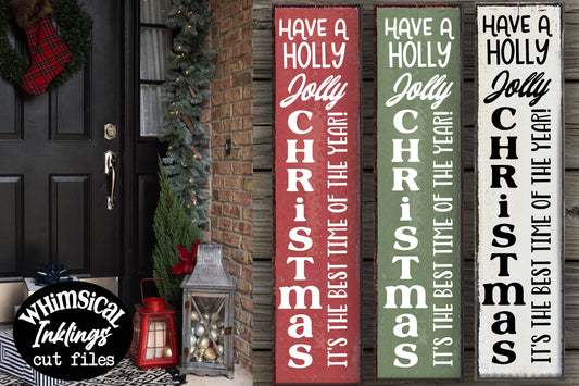 Holly Jolly Vertical Sign Christmas SVG
