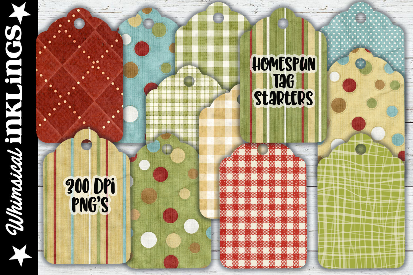Homespun Christmas Tag Starters