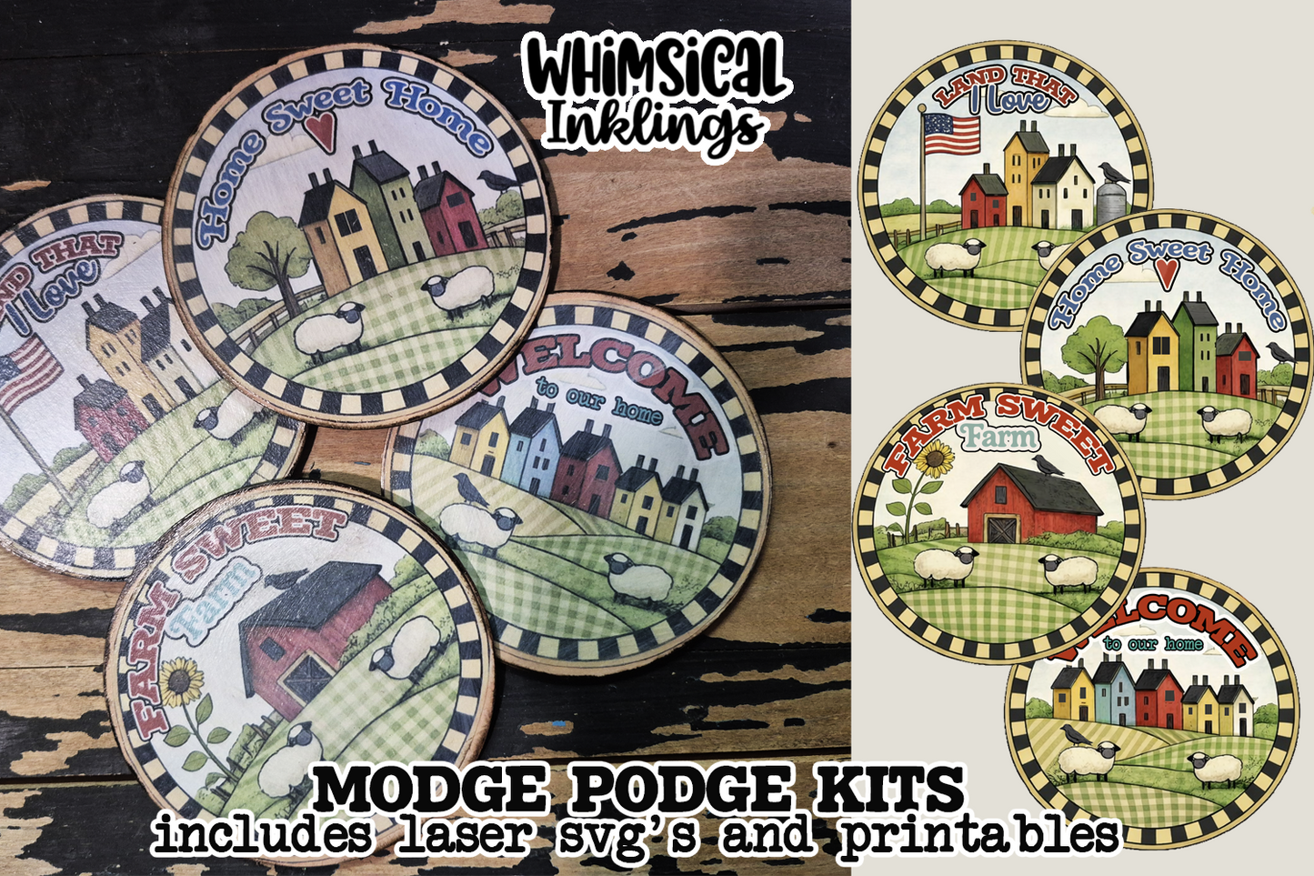 Home Sweet Home Prim magnets Laser SVG and Printables for Modge Podge| Laser SVG