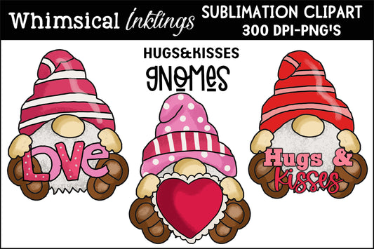 Hugs and Kisses Valentines Gnome Sublimation Set