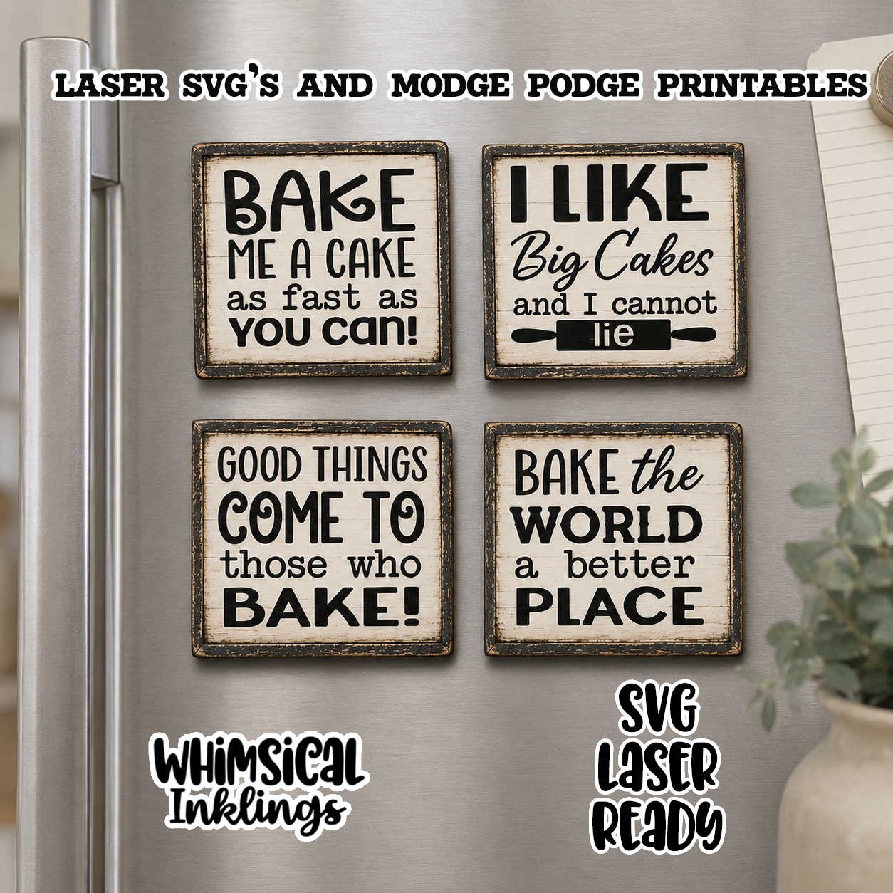 In the Kitchen Magnets SVG and Modge Podge printables| Laser SVG