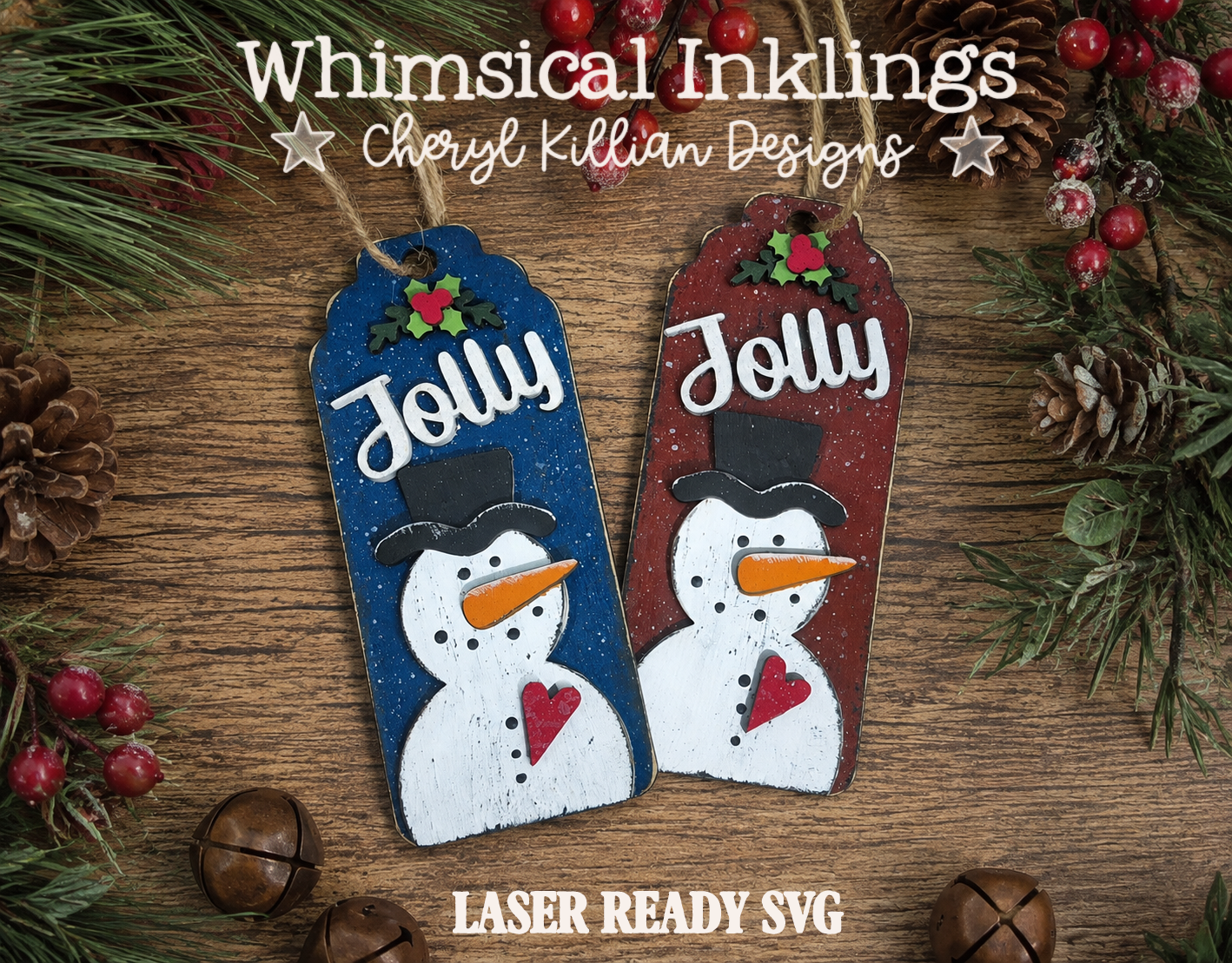 Jolly Snowman Tag Laser SVG| Christmas Laser SVG