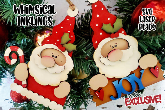 Joy Santa Ornament Set Laser SVG| Exclusive |Christmas Laser SVG