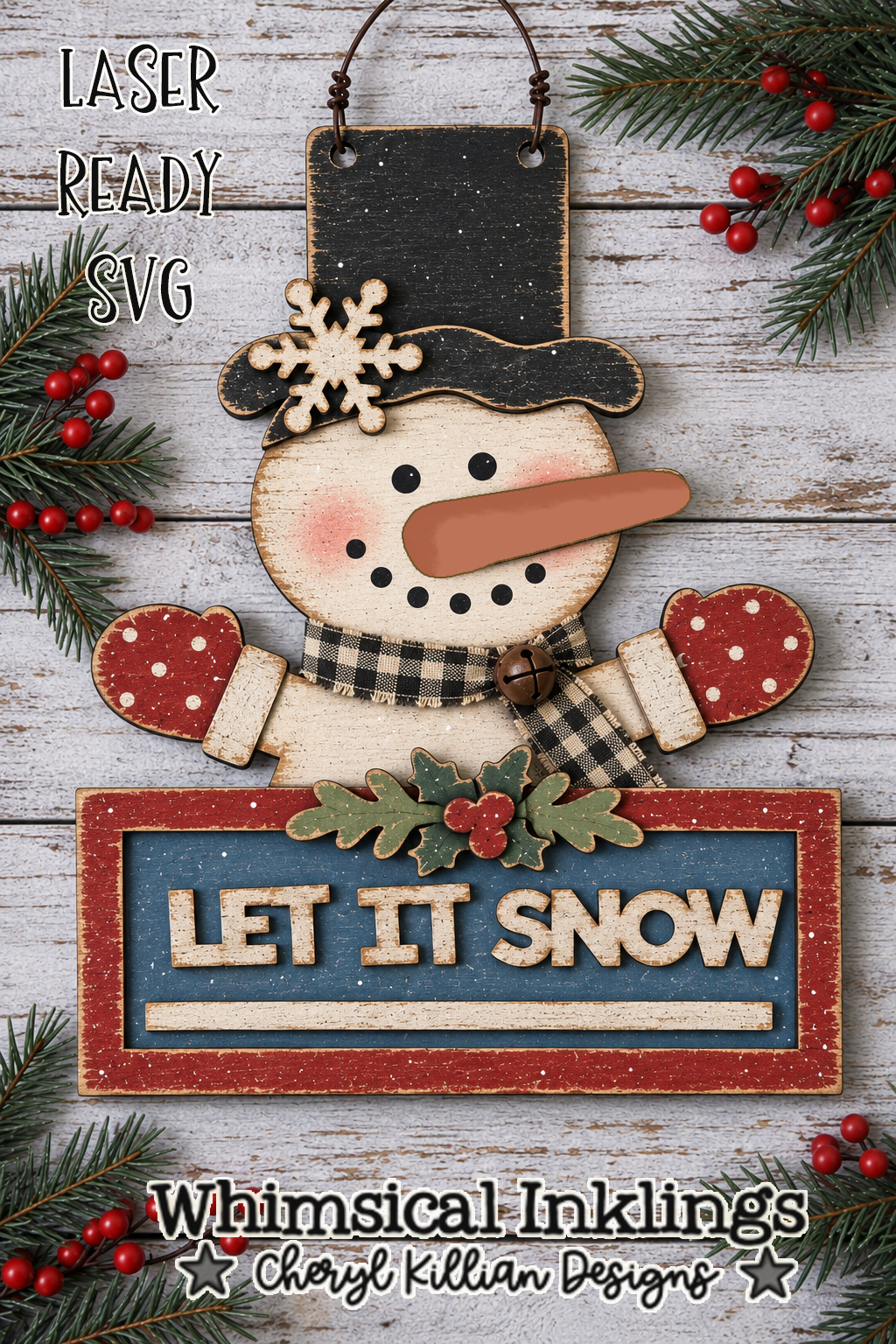 Let It Snow Snowman Sign Laser SVG| Winter Laser SVG