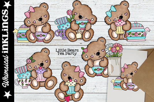 Little Bears Tea Party Sublimation Clipart