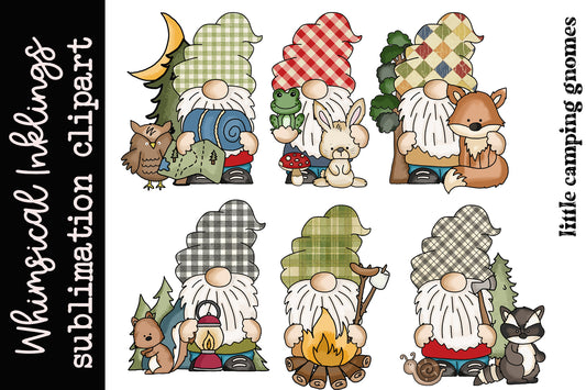 Little Camping Gnomes Sublimation Clipart