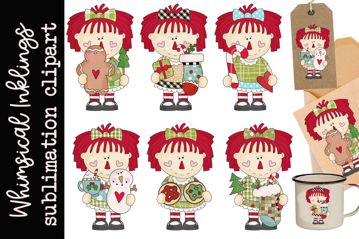 Little Christmas Annie Sublimation Clipart| Christmas Sublimation