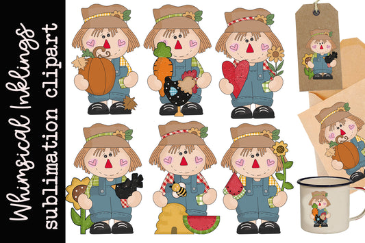 Little Fall Scarecrow Sublimation Clipart| Fall Sublimation