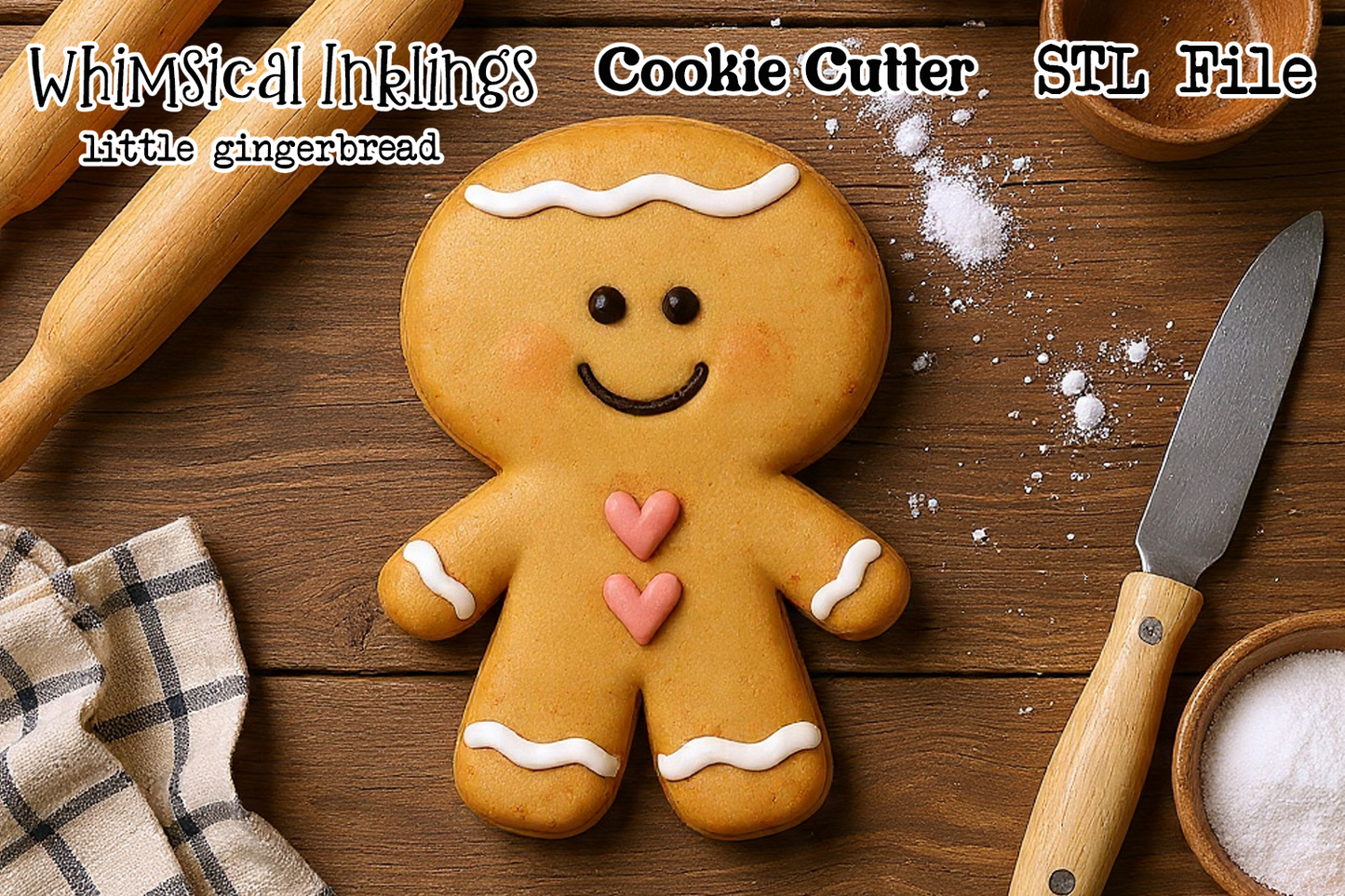 Little Gingerbread Cookie Cutter STL File