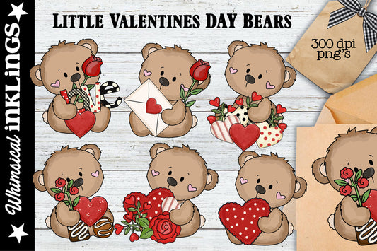 Little Valentines Day Bears Clipart| Valentines Day Sublimation