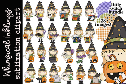 Little Witch Halloween Bundle| Halloween Clipart