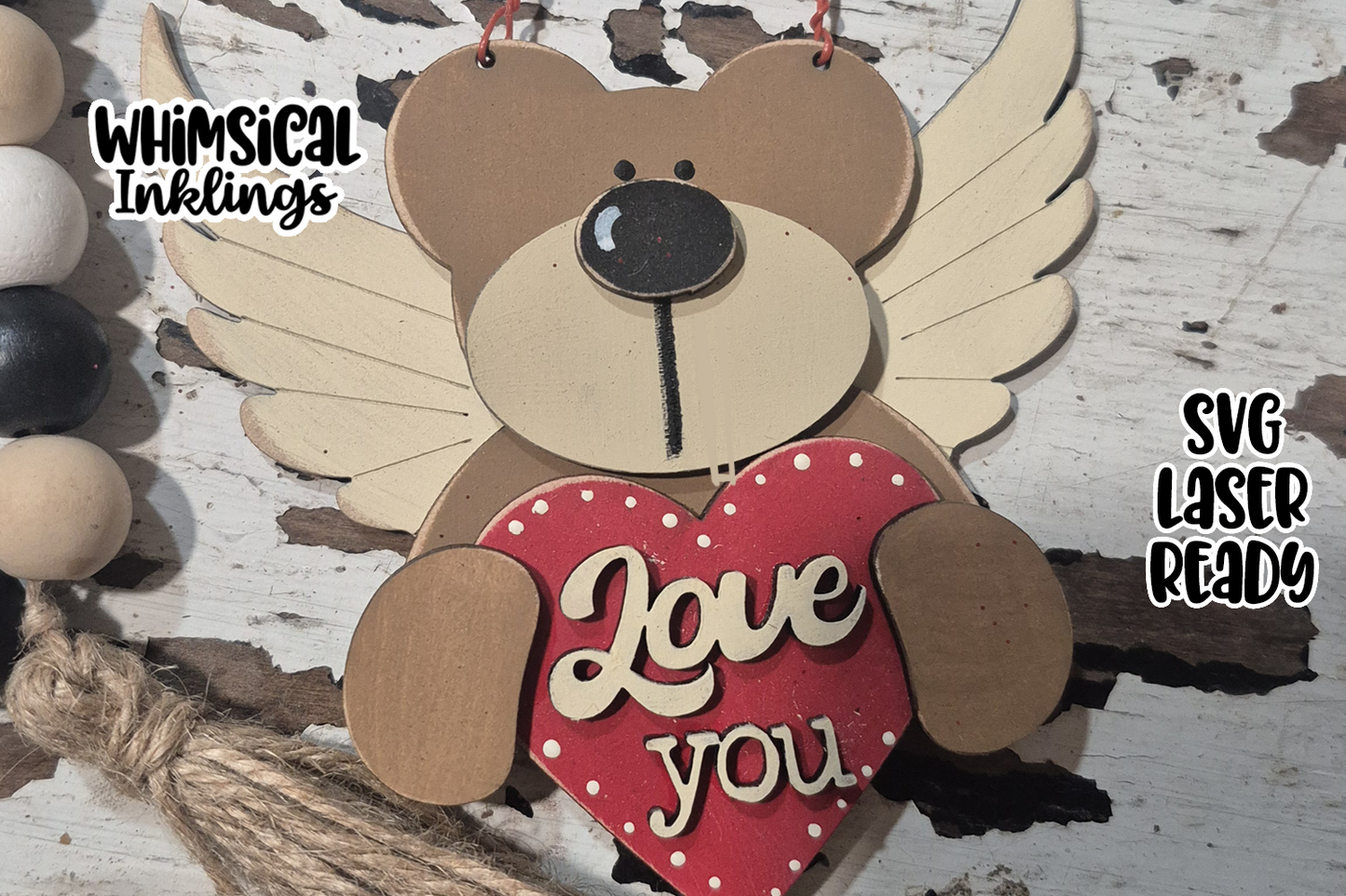 Love You Angel Bear Laser SVG| Valentine's Day SVG