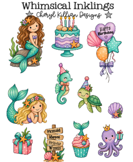 Mermaid Birthay Sticker Pack| Birthday Stickers