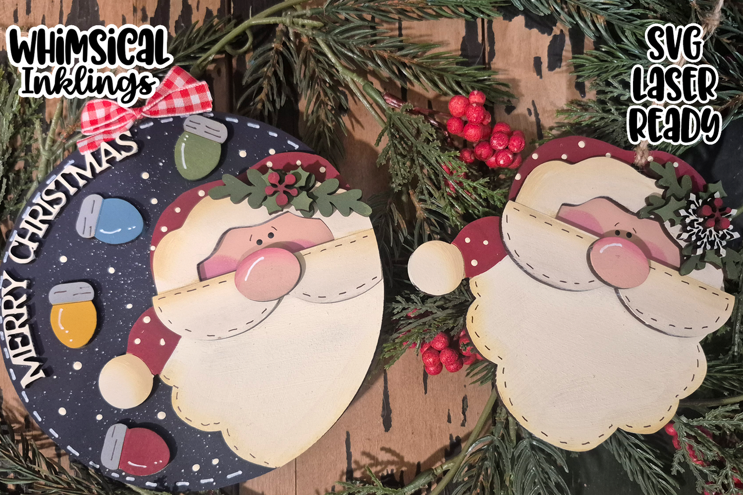 Merry Christmas Santa Ornaments Laser SVG