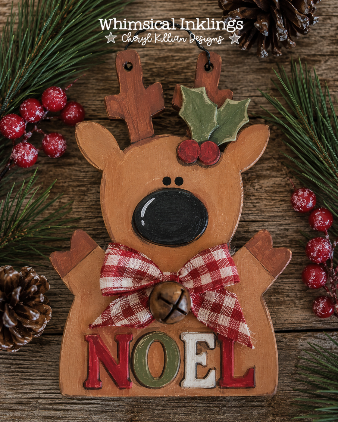 Noel Reindeer Ornament Laser SVG| Christmas SVG