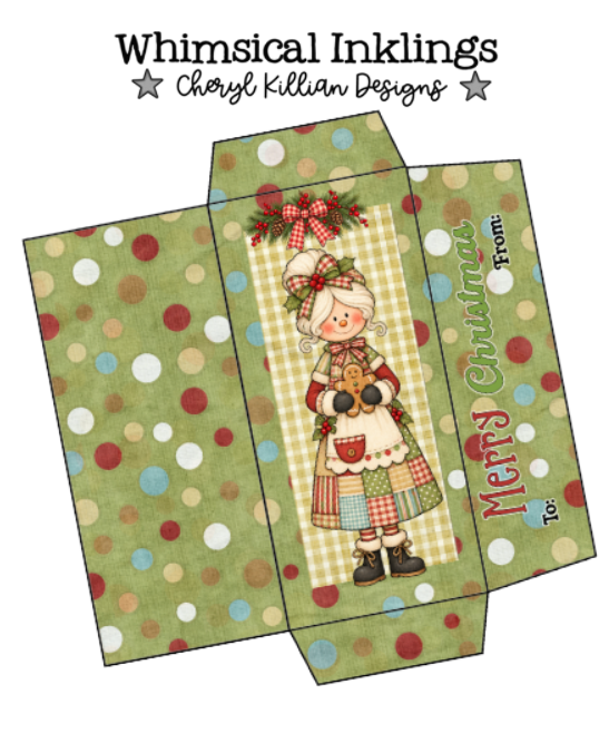 Patchwork Mrs. Claus Candy Bar Wrapper