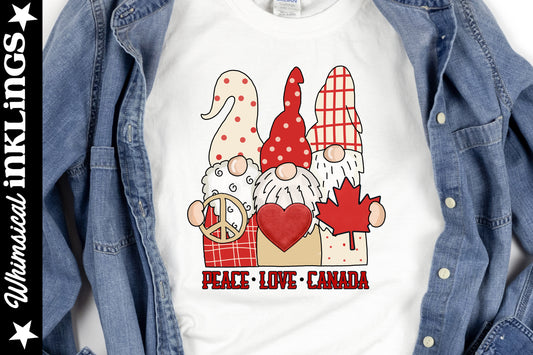 Peace Love Canada Gnomes Sublimation