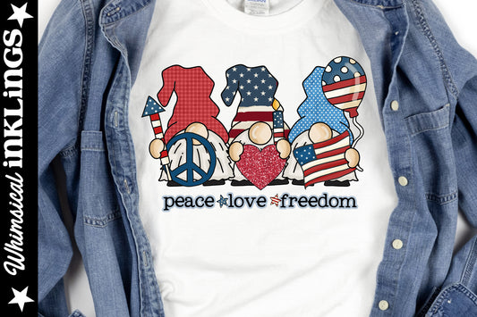 Peace Love Freedom Gnomes Sublimation