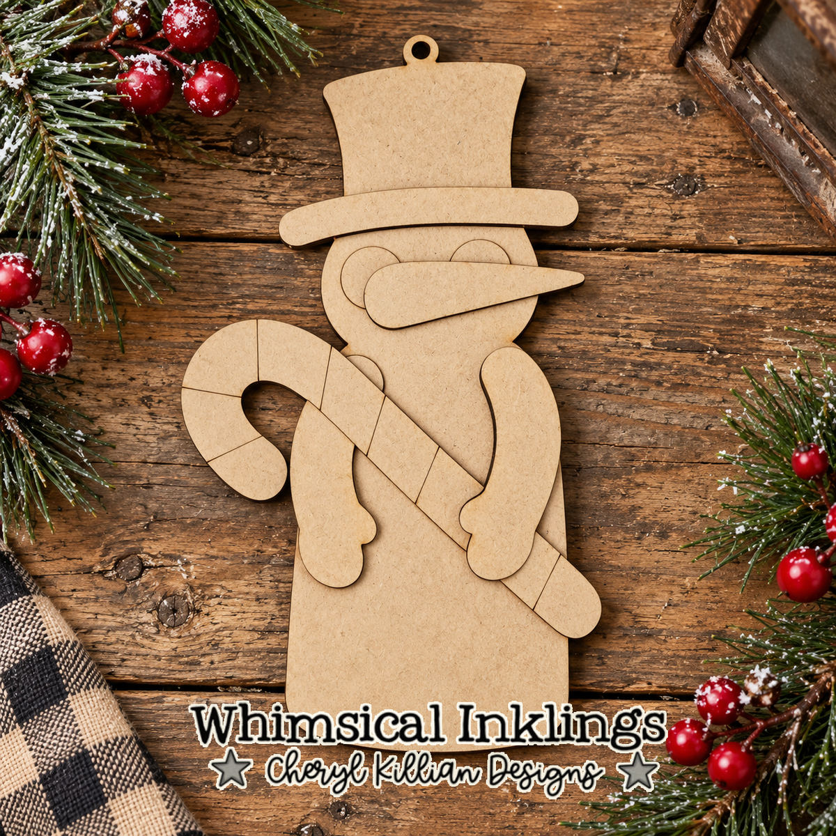 Peppermint Pete Snowman ornament Laser SVG| Christmas Laser SVG