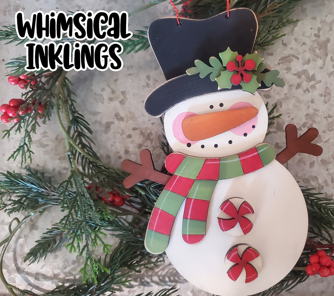 Peppermint Snowman Ornament DIY Wood Kit