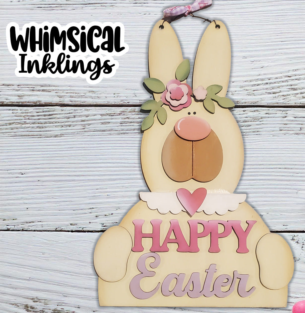 Pretty Happy Easter Bunny Sign DIY Wood Kit