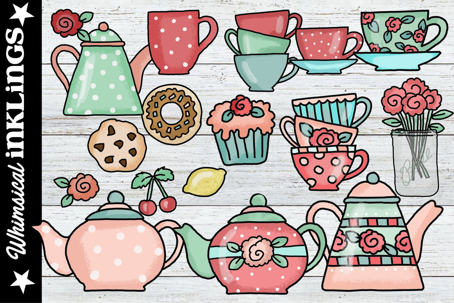 Pretty Tea Party Sublimation Clipart