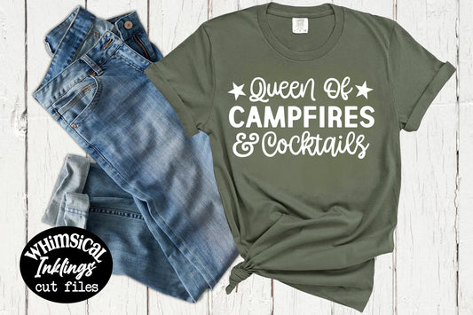 Queen Of Campfires And Cocktails SVG| Camping