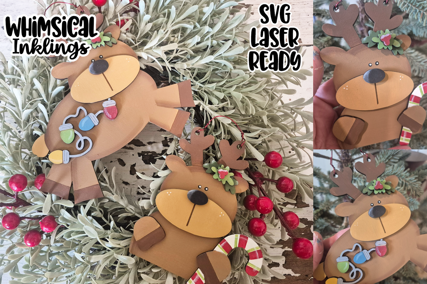 Reindeer Buddies Ornament Set SVG